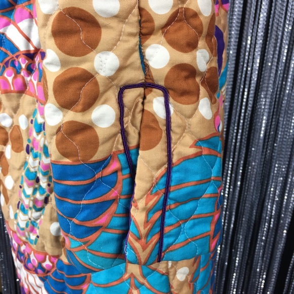 Vintage 60s Psychedelic Bird Quilted House Dress - Picture 5 of 8